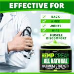 Natural Hemp Cream - Maximum Strength Gel to Soothe Discomfort - Hemp Cream with Arnica, MSM, Glucosamine, Menthol, Aloe, Turmeric, Boswellia - Fast Absorption, Non-Greasy - Advanced Formula - 4 oz
