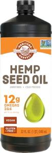 Manitoba Harvest Hemp Seed Oil, Cold Pressed, Premium Quality, 12g of Omegas 3 & 6 Per Serving, Hydrate & Nourish Skin - Non GMO, Vegan, Gluten Free, Great for cooking, salad dressings, 32 Fl Oz