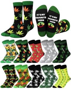 Skicuff 10 Pairs Weed Socks for Men Women Marijuana Socks Green Pot 420 Gifts Cannabis Accessories for Christmas 420 Holiday