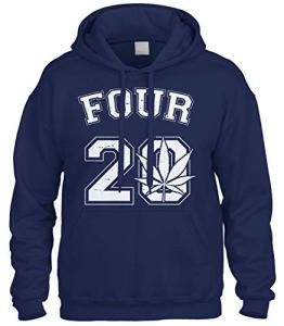 Cybertela Four 20 Marijuana Weed 420 Sweatshirt Hoodie Hoody (Navy Blue, X-Large)