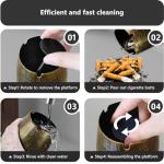 roygra Outdoor Ashtray for Outside Patio, Metal Windproof Smokeless Ashtray with Lid, Home Table Decor, Patio Decorations Outdoor, Ashtrays for Smokers Indoor - Black, Small (3.81 x 3.08 x 3.08’’)