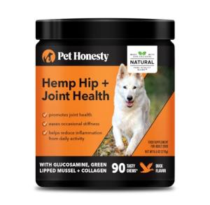 Hemp Hip & Joint Supplement for Dogs - Hemp Oil & Powder - Glucosamine Chondroitin for Dogs, Turmeric, MSM, Green-Lipped Mussel, Supports Mobility, May Reduce Discomfort (Duck)
