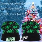 UTOWO Weed Marijuana Acrylic Beanie Hats Marijuana Weed Cuff Beanie-Hat for Women Men Rolling-Up Skully Cap Green