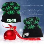 UTOWO Weed Marijuana Acrylic Beanie Hats Marijuana Weed Cuff Beanie-Hat for Women Men Rolling-Up Skully Cap Green