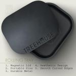 Black Treehouse Rolling Tray Set with PVC Soft Magnetic Lid, Ashtray Included for Home Storage or Travel - 7" x 5.5", Small, Cute
