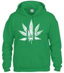 Cybertela White Weed Marijuana Leaf Cannabis 420 Sweatshirt Hoodie Hoody (Kelly Green, 3X-Large)