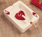 Creative Ceramic Cigarette Ashtray Tabletop Portable Modern Ashtrays Poker A Cigar Ashtray for Outdoor Indoor Desktop Smoking AshTray for Home office Fashion Decoration Handmade Gift for Men Women-Red