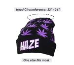 Marijuana Weed Acrylic-Hat Knit Beanie - Leaf Pot Cuffed Knit Winter Weed Beanie Hat Mens Women Purple