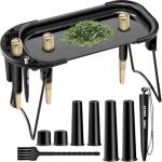 SafeDelux Metal Rolling Tray with Cone Loader, Foldable Rolling Machine & Tray Set for King Size & 1¼ Pre Rolled Cones, Smoking Accessories, Home, Travel, Parties & Gifts Ideas