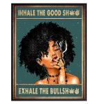 Black women Inhale Exhale Art 11x14 - African American Girls Smoking Weed - Afro Room Decor - Cannabis Pot Stoner Gifts - Funny Saying - Smoker Wall Art - Empowerment - Trippy Room Decor for Stoners