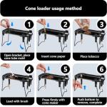 roygra Foldable Rolling Tray Set with Cone Loader, Cone Filler, Blunt Roller - Pre Roll Machine, Metal Rolling Machines for King Size or 1-1/4 Size Cones, Smoking Accessories, 9 x 4 inch - Black