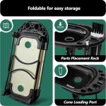 roygra Foldable Rolling Tray Set with Cone Loader, Cone Filler, Blunt Roller - Pre Roll Machine, Metal Rolling Machines for King Size or 1-1/4 Size Cones, Smoking Accessories, 9 x 4 inch - Black