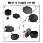 Andiker Large Metal Ashtrays with Lid, Non-Slip Windproof Ashtray for Cigarette, Tabletop Ash Trays Black for Home Office and Indoor