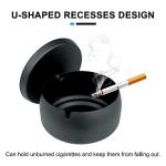 Andiker Large Metal Ashtrays with Lid, Non-Slip Windproof Ashtray for Cigarette, Tabletop Ash Trays Black for Home Office and Indoor