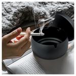 Andiker Large Metal Ashtrays with Lid, Non-Slip Windproof Ashtray for Cigarette, Tabletop Ash Trays Black for Home Office and Indoor