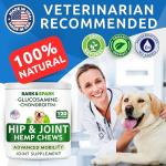 BARK&SPARK Advanced Hemp Chews for Dog Joint Pain Relief - Glucosamine Chondroitin Hemp Treats Hip Joint Health - Joint Supplement Large Breed & Small - Treats Joints Old Senior Dog (120Ct/Bacon)