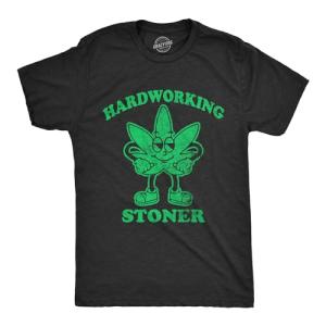 Mens Hardworking Stoner T Shirt Funny 420 Pot Leaf Smoking Joke Tee for Guys Funny T Shirts 420 Apparel for Men Cool Sarcastic Short Sleeve Novelty Tees Black - L