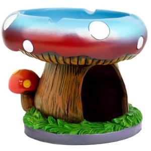 Neletao Mega Mushroom Ashtray with Lighter Stash Spot - Cool Ashtrays for Weed Smokers and Bong Users with Smoking Accessories Collection (Blue)