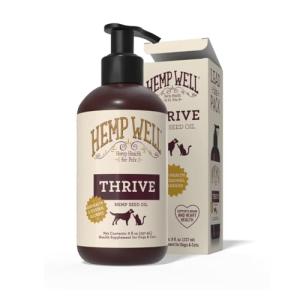 Hemp Well Thrive Oil for Dogs and Cats – Supports Hip, Joint, and Heart Health, Promotes Immune System, and Promotes Healthy Skin from Seasonal Allergies, Organically Sourced - 8 Ounces