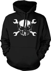 Tcombo Skull With Crossed Wrenches - Mechanic Unisex Hoodie Sweatshirt (Black, X-Large)