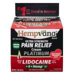 Hempvana Platinum Lidocaine Ultra-Strength Relief Cream, 4X Hemp, Numbs Aggravated Nerves, Long-Lasting Relief for Back, Knees, Shoulders & More. AS-SEEN-ON-TV. Odor-Free, Non-Greasy. Works Fast