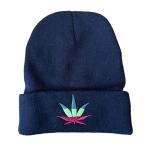 Knit Beanie Hats with Embroidered Marijuana Leaf Design,Pack of 2, One Size (US, Alpha, One Size, Grey& Black, Weed, Weed)
