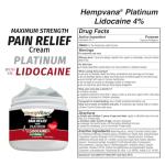 Hempvana Platinum Lidocaine Ultra-Strength Relief Cream, 4X Hemp, Numbs Aggravated Nerves, Long-Lasting Relief for Back, Knees, Shoulders & More. AS-SEEN-ON-TV. Odor-Free, Non-Greasy. Works Fast