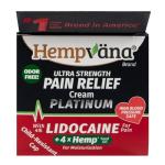 Hempvana Platinum Lidocaine Ultra-Strength Relief Cream, 4X Hemp, Numbs Aggravated Nerves, Long-Lasting Relief for Back, Knees, Shoulders & More. AS-SEEN-ON-TV. Odor-Free, Non-Greasy. Works Fast