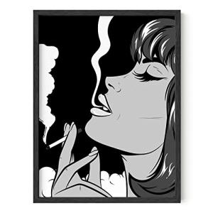 HAUS AND HUES Retro Posters of Woman Smoking Wall Art Black and White Picture for Room Aesthetic Vintage Smoking Poster Trippy Wall Art Edgy Weed Posters UNFRAMED 12”x16”