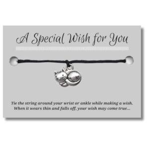 Vilda Jewellery Kitty Cat Black Wish Bracelet, Hemp with Silver Tone Charm on Printed Card, Adjustable Size up to 12 inches, Unisex Friendship Bracelet, Kitten Owner and Pet Lover Gift
