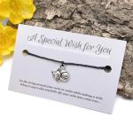 Vilda Jewellery Kitty Cat Black Wish Bracelet, Hemp with Silver Tone Charm on Printed Card, Adjustable Size up to 12 inches, Unisex Friendship Bracelet, Kitten Owner and Pet Lover Gift