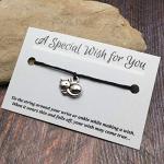 Vilda Jewellery Kitty Cat Black Wish Bracelet, Hemp with Silver Tone Charm on Printed Card, Adjustable Size up to 12 inches, Unisex Friendship Bracelet, Kitten Owner and Pet Lover Gift