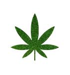 10 Marijuana Leaf Iron On Decals, Mini 1x1 Cannabis Weed Pot Leaf Heat Transfers, Apply in 5 Min (Green Glitter)