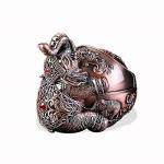 LAUYOO Vintage Decorative Windproof Ashtray with Lid for Cigarettes Metal Portable Cigarette Ashtray Odor Indoor Outdoor Hand Carved Fancy Gift ornament for Men Women (Red Copper Elephant)