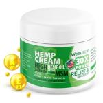 WELLUTION Hemp Cream x30 MSM – Extra Strength Hemp Seed Oil Massage Cream with Arnica & Menthol – Fast-Absorbing, Non-Greasy Formula for Everyday Relief & Mobility – 4 oz.