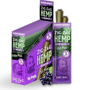 ZIG-ZAG Hemp Wraps 25-Pack - OG Purp (2 Wraps Per Pack) 100% Natural, Slow-Burning Hemp Wraps