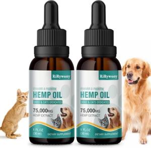 2 Pack Hemp Oil for Dogs & Cats- Helps Pets with Аnxiety, Pаin, Strеss, Аrthritis, Sеizures Rеlief - Organic Pet Hemp Oil Drops Treats - Skin Нiр Jоint Hеalth