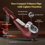 Scotte Portable Pipe, Mini Pipe with Refillable Pipe Lighter function, Include Pipe Filter Pipe Cleaner and Pipe Screen Multiple Pipe Accessories Tools for Smoking, Detachable Pipe Kit with Gift Box