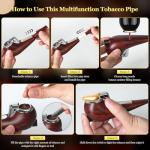 Scotte Portable Pipe, Mini Pipe with Refillable Pipe Lighter function, Include Pipe Filter Pipe Cleaner and Pipe Screen Multiple Pipe Accessories Tools for Smoking, Detachable Pipe Kit with Gift Box