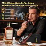 Scotte Portable Pipe, Mini Pipe with Refillable Pipe Lighter function, Include Pipe Filter Pipe Cleaner and Pipe Screen Multiple Pipe Accessories Tools for Smoking, Detachable Pipe Kit with Gift Box