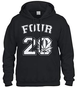 Cybertela Four 20 Marijuana Weed 420 Sweatshirt Hoodie Hoody (Black, 3X-Large)