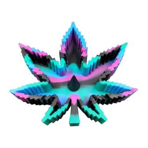 Silicone tie dye marijuana leaf shaped ashtray