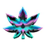 Silicone tie dye marijuana leaf shaped ashtray
