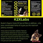 K2xLabs 3Pack 6Month Supply Buster's Organic Hemp Oil for Dogs and Pets 555000 Max Potency Large 60ml Bottle Miracle Formula, Perfectly Balanced Omegas 3, 6, 9 - Joint Support, Calming