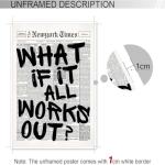 Retro Black And White Newspaper Poster What If It All Works Out Canvas Wall Art Positive Affirming Quote Minimalist Prints Painting For Home Bedroom Dorm Wall Decor 8x12in Unframed