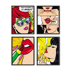 RipGrip Pop Art Prints Set of 4 by Carefree Bee – Banksy-Inspired Wall Art, Pop Art Decor, Weed Poster for College Dorm, Unframed (11” x 14”)