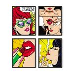 RipGrip Pop Art Prints Set of 4 by Carefree Bee – Banksy-Inspired Wall Art, Pop Art Decor, Weed Poster for College Dorm, Unframed (11” x 14”)