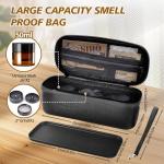 Anverion Smell Proof Bag – Smell Proof Stash Box with Glass Jars,Grind,Multi-Functional Work Tray, Waterproof & Odor Proof Bag,Large Stash Box For Your Accessories,Travel Essentials for Men,Black