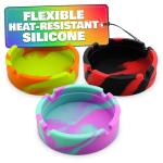 3Pcs Rubber Ash Tray Outdoors - Multicolor Small Ashtray for Outside Patio, Temperature Resistant Ash Trays for Outside - Flexible & Easy to Clean Silicone Ashtray