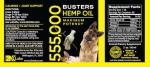 K2xLabs Buster's Organic Hemp Oil for Dogs and Pets, 4PACK-8MTH-supply, 555,000 Max Potency, Large 60ml Bottle, Made in USA - Miracle Formula, Perfectly Balanced Omega 3, 6, 9 - Joint Relief, Calming